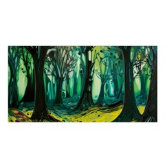 Ai Generated Trees Forest Mystical Forest Nature Art Satin Shawl 45  X 80  by Ndabl3x