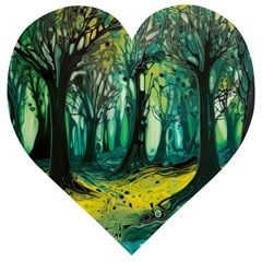 Ai Generated Trees Forest Mystical Forest Nature Art Wooden Puzzle Heart by Ndabl3x