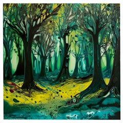 Ai Generated Trees Forest Mystical Forest Nature Art Wooden Puzzle Square by Ndabl3x