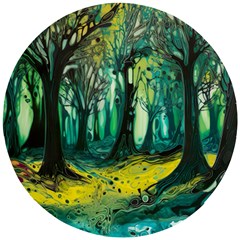 Ai Generated Trees Forest Mystical Forest Nature Art Wooden Puzzle Round by Ndabl3x