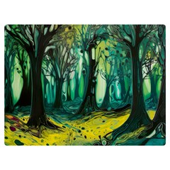 Ai Generated Trees Forest Mystical Forest Nature Art Premium Plush Fleece Blanket (extra Small) by Ndabl3x