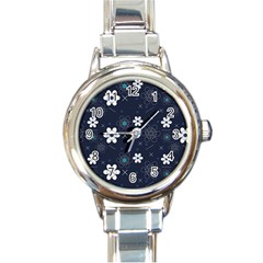 Flowers Pattern Pattern Flower Texture Round Italian Charm Watch by Ndabl3x