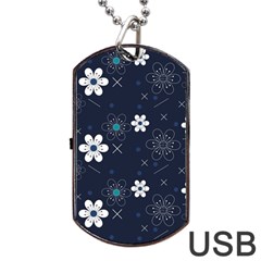 Flowers Pattern Pattern Flower Texture Dog Tag Usb Flash (one Side) by Ndabl3x