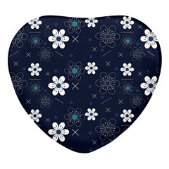 Flowers Pattern Pattern Flower Texture Heart Glass Fridge Magnet (4 Pack)