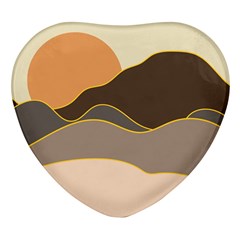 Boho Bohemian Hills Nature Drawing Heart Glass Fridge Magnet (4 Pack)