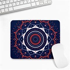 Mandala Orange Navy Small Mousepad by Ndabl3x