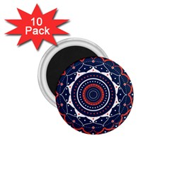 Mandala Orange Navy 1 75  Magnets (10 Pack)  by Ndabl3x