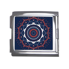 Mandala Orange Navy Mega Link Italian Charm (18mm) by Ndabl3x