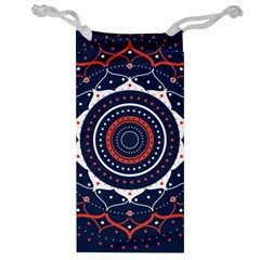 Mandala Orange Navy Jewelry Bag by Ndabl3x