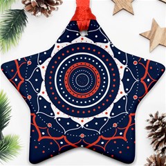 Mandala Orange Navy Star Ornament (two Sides) by Ndabl3x