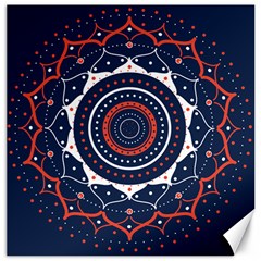 Mandala Orange Navy Canvas 16  X 16  by Ndabl3x