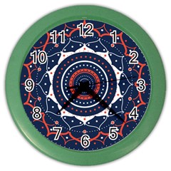 Mandala Orange Navy Color Wall Clock by Ndabl3x