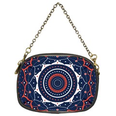 Mandala Orange Navy Chain Purse (two Sides) by Ndabl3x