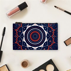 Mandala Orange Navy Cosmetic Bag (small) by Ndabl3x