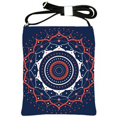 Mandala Orange Navy Shoulder Sling Bag by Ndabl3x