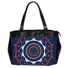 Mandala Orange Navy Oversize Office Handbag (2 Sides) by Ndabl3x