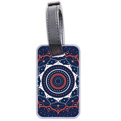 Mandala Orange Navy Luggage Tag (two Sides) by Ndabl3x