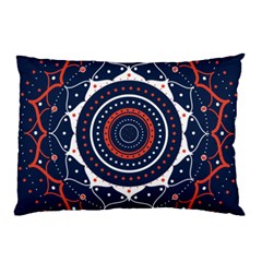 Mandala Orange Navy Pillow Case (two Sides) by Ndabl3x