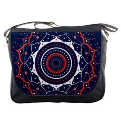 Mandala Orange Navy Messenger Bag by Ndabl3x