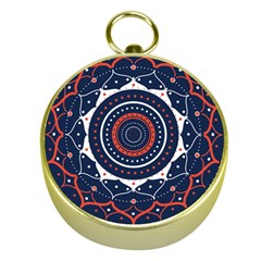 Mandala Orange Navy Gold Compasses by Ndabl3x