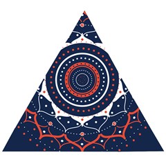 Mandala Orange Navy Wooden Puzzle Triangle by Ndabl3x