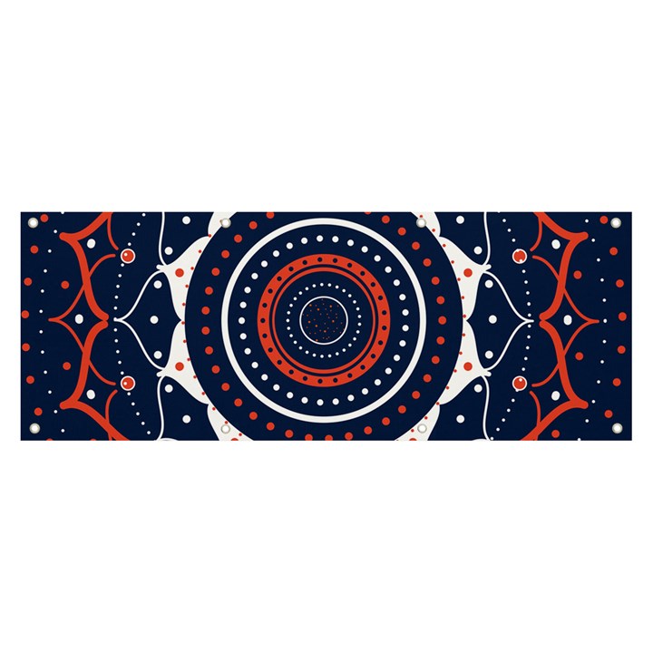 Mandala Orange Navy Banner and Sign 8  x 3 