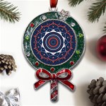 Mandala Orange Navy Metal X Mas Lollipop with Crystal Ornament Front