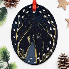 Love Romantic Couple In Love Ornament (oval Filigree) by Ndabl3x