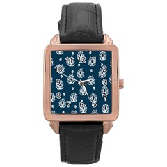 Pattern Baroque Art Drawing Rose Gold Leather Watch  by Ndabl3x