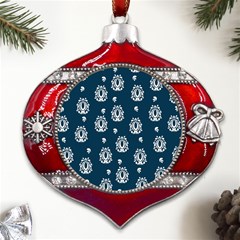 Pattern Baroque Art Drawing Metal Snowflake And Bell Red Ornament by Ndabl3x