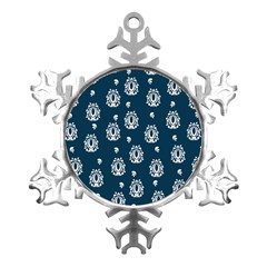 Pattern Baroque Art Drawing Metal Small Snowflake Ornament by Ndabl3x