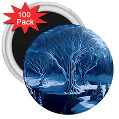 Nature Winter Cold Snow Landscape 3  Magnets (100 Pack) by Ndabl3x