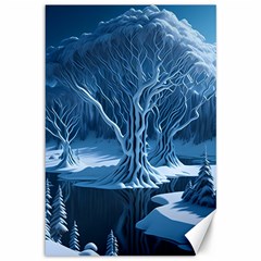 Nature Winter Cold Snow Landscape Canvas 12  X 18  by Ndabl3x