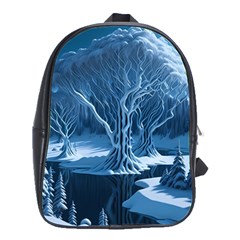 Nature Winter Cold Snow Landscape School Bag (large) by Ndabl3x