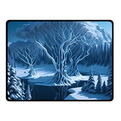 Nature Winter Cold Snow Landscape Two Sides Fleece Blanket (small) by Ndabl3x