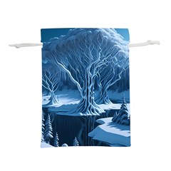 Nature Winter Cold Snow Landscape Lightweight Drawstring Pouch (l) by Ndabl3x