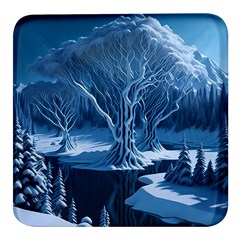 Nature Winter Cold Snow Landscape Square Glass Fridge Magnet (4 Pack) by Ndabl3x