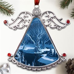 Nature Winter Cold Snow Landscape Metal Angel With Crystal Ornament by Ndabl3x