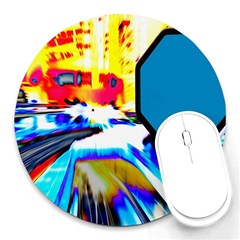 Stop Retro Abstract Stop Sign Blur Round Mousepad