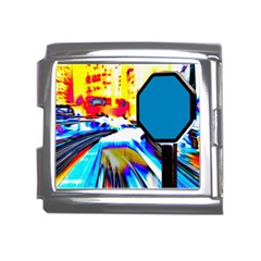 Stop Retro Abstract Stop Sign Blur Mega Link Italian Charm (18mm) by Ndabl3x