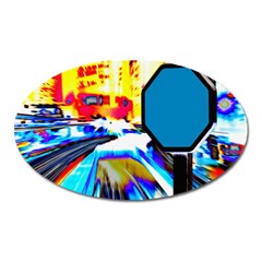 Stop Retro Abstract Stop Sign Blur Oval Magnet by Ndabl3x