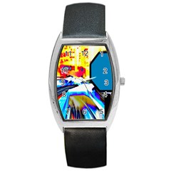 Stop Retro Abstract Stop Sign Blur Barrel Style Metal Watch