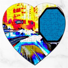 Stop Retro Abstract Stop Sign Blur Jigsaw Puzzle (Heart)