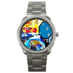 Stop Retro Abstract Stop Sign Blur Sport Metal Watch Front