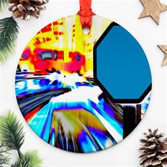 Stop Retro Abstract Stop Sign Blur Round Ornament (Two Sides)