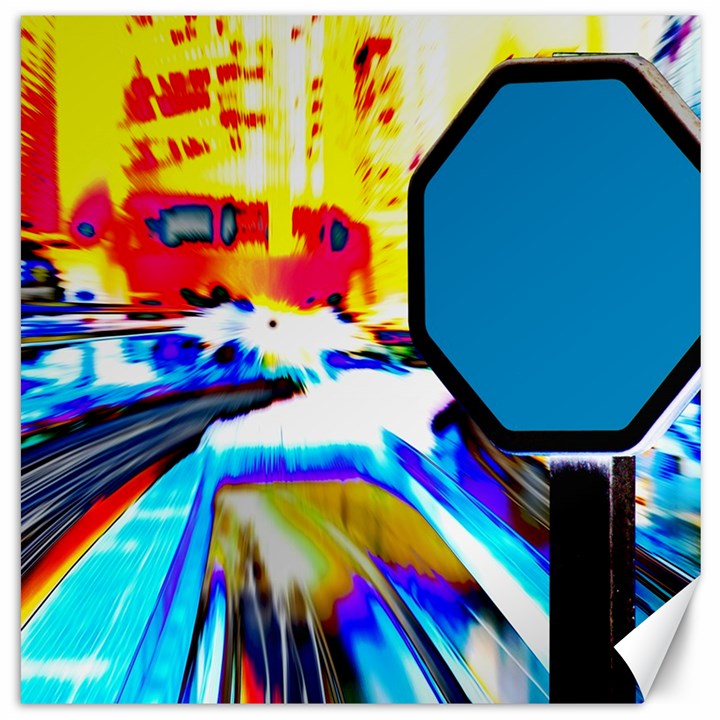 Stop Retro Abstract Stop Sign Blur Canvas 16  x 16 