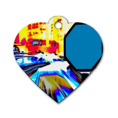 Stop Retro Abstract Stop Sign Blur Dog Tag Heart (one Side) by Ndabl3x