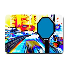 Stop Retro Abstract Stop Sign Blur Small Doormat by Ndabl3x