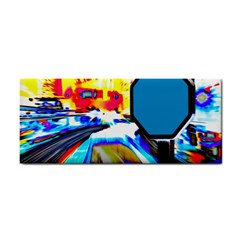 Stop Retro Abstract Stop Sign Blur Hand Towel by Ndabl3x