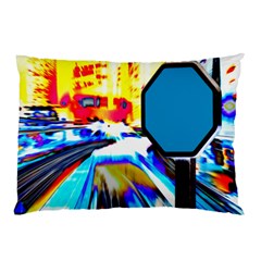 Stop Retro Abstract Stop Sign Blur Pillow Case by Ndabl3x